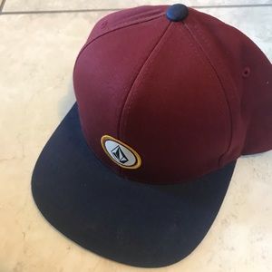 Volcom Snap-back Hat: Maroon and Blue